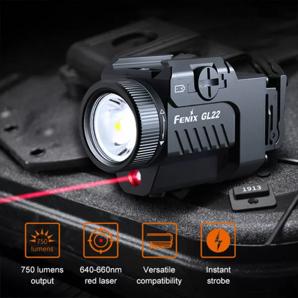 Fenix GL22 Rechargeable Weapon Light With Red Laser | 750 Lumens - Image 3