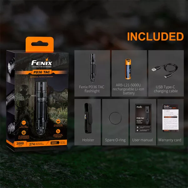 Automotive Repair Flashlights Fenix PD36 TAC Flashlight | 3,000 Lumens | Fenix Distributor - Image 3